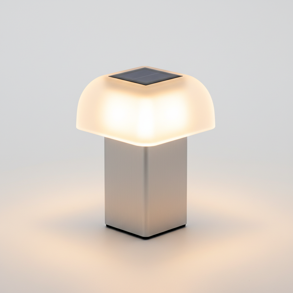 Compact solar LED lamp with built-in solar panel