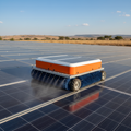 Autonomous solar panel cleaning robot on solar farm Kenya