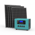 Outdoor solar photovoltaic panel generator system with teal power station and solar panels