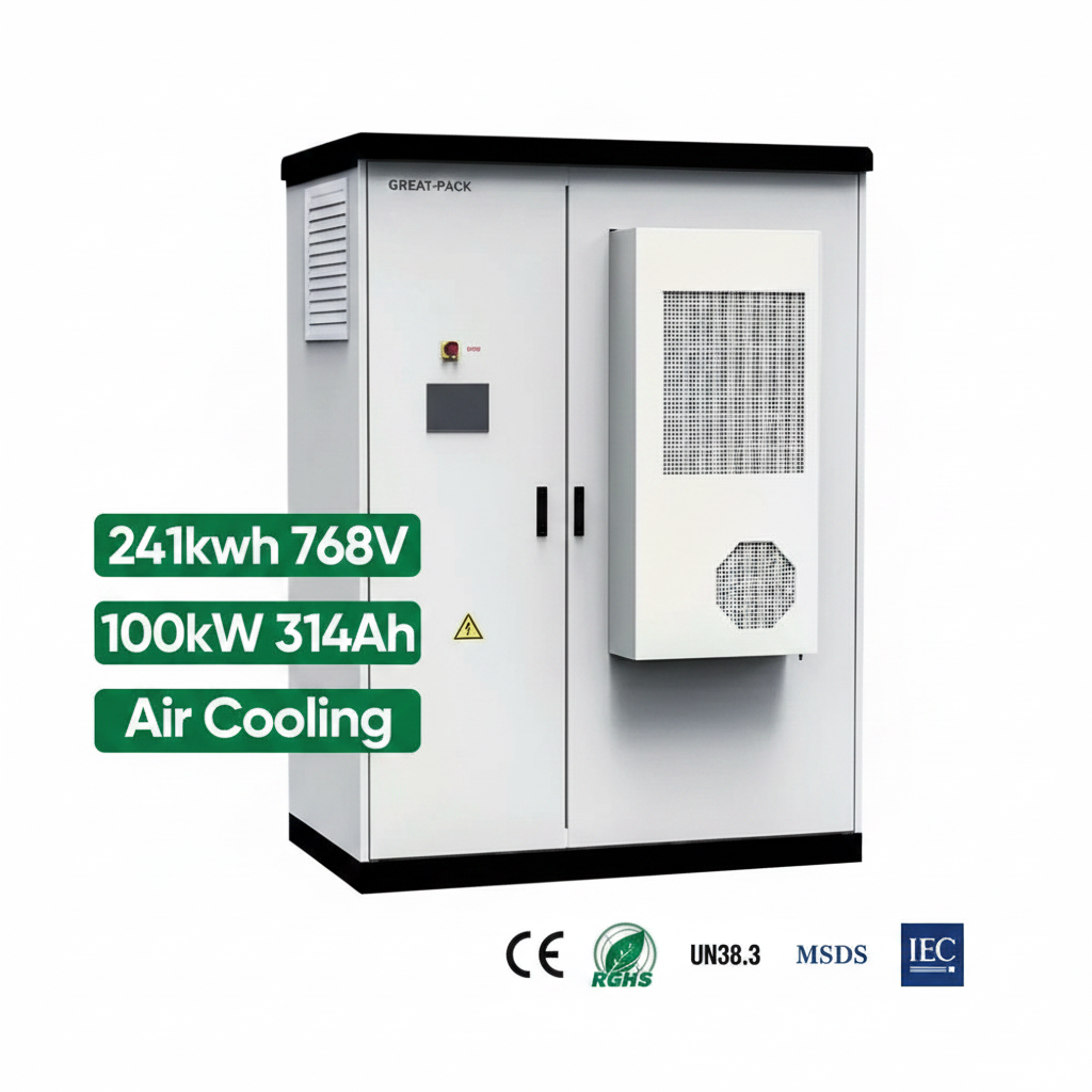 Air Cooling LiFePO4 Battery Solar Power System 241kWh 768V 100kW