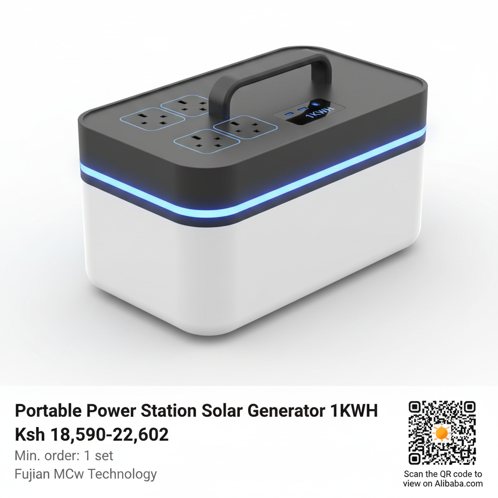 Portable power station solar generator 1KWH white and grey design