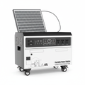 Large capacity portable power station on wheels with solar panel, LCD display and multiple AC outlets