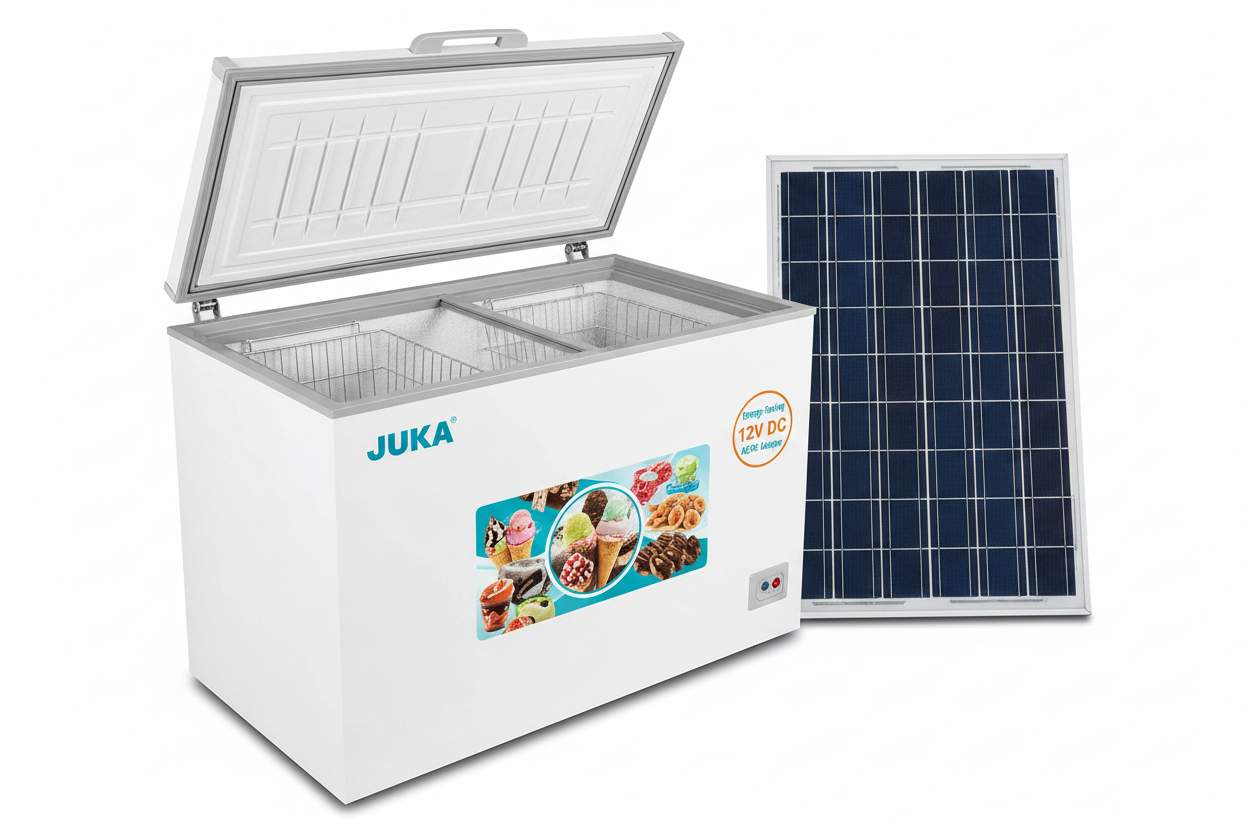 Juka Solar Glass-Top Display Chest Freezer